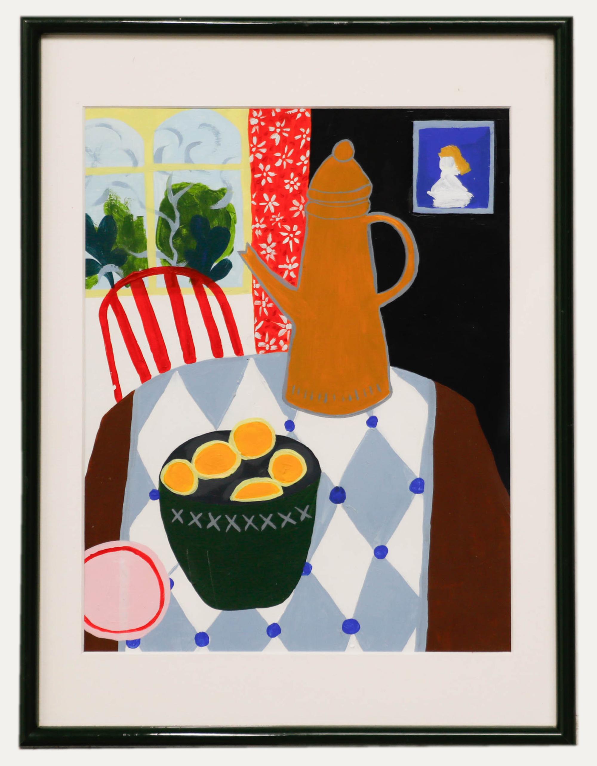 Unknown Still-Life - Sian Roberts - Framed Contemporary Gouache, Tea Time