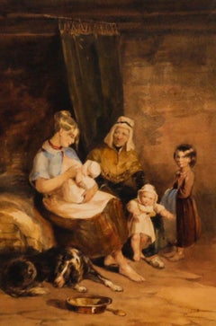 John Frederick Tayler (1802-1889) - 19th Century Watercolour, Family at Rest