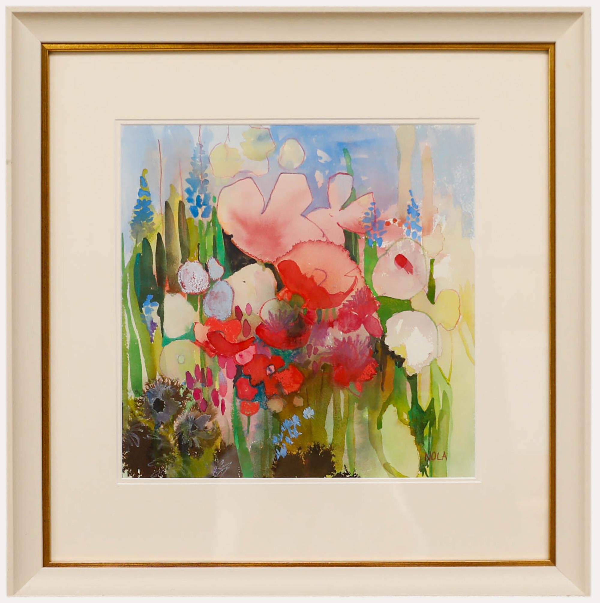 Unknown Still-Life – Nola Armstrong – Aquarell des 20. Jahrhunderts, Mohnblumen