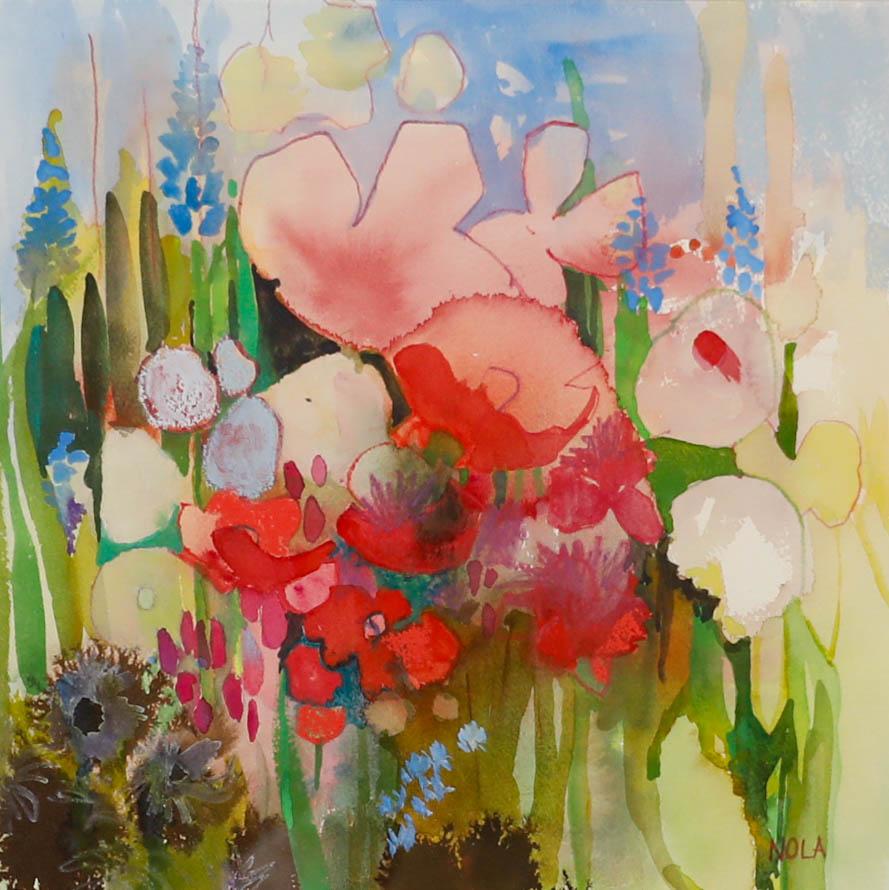 Nola Armstrong – Aquarell des 20. Jahrhunderts, Mohnblumen – Art von Unknown