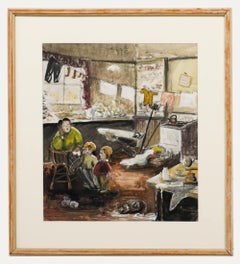 Ruskin Spear CBE RA (1911-1990) - Gouache, A Tired Mother with her Two Children