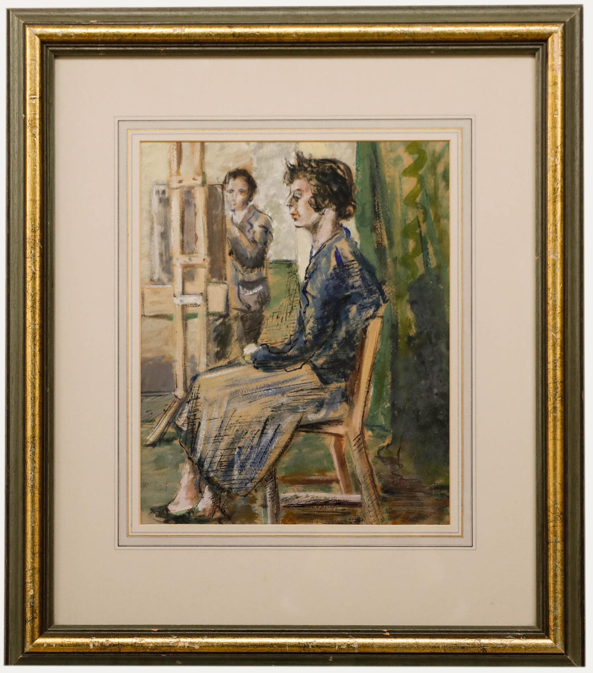 Willie Drecker - 1923 Gouache, Femme Parisienne