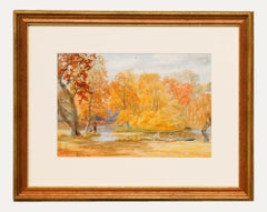 William J. Ferguson (fl.1849-1886) - Aquarelle encadrée, teintes d'automne
