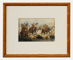 Anglo-Indian School  19th Century Watercolour - The Tiger Hunt