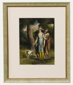 Harold Hope Read (1881-1959) - Acuarela enmarcada, Un paseo por el parque