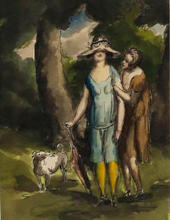 Harold Hope Read (1881-1959) - Framed Watercolour, A Walk in the Park