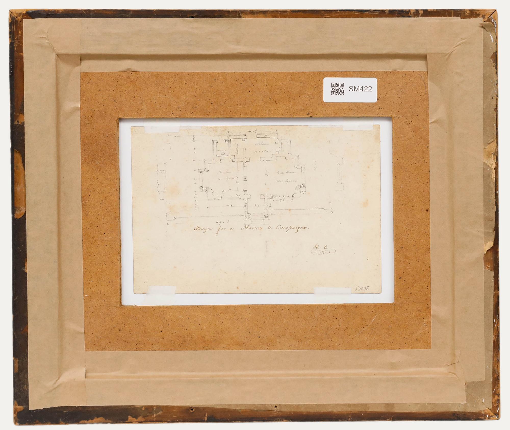 Aquarelle du début du 19e siècle encadrée H.G, conçue pour une Maison de Campagne - Art de Unknown