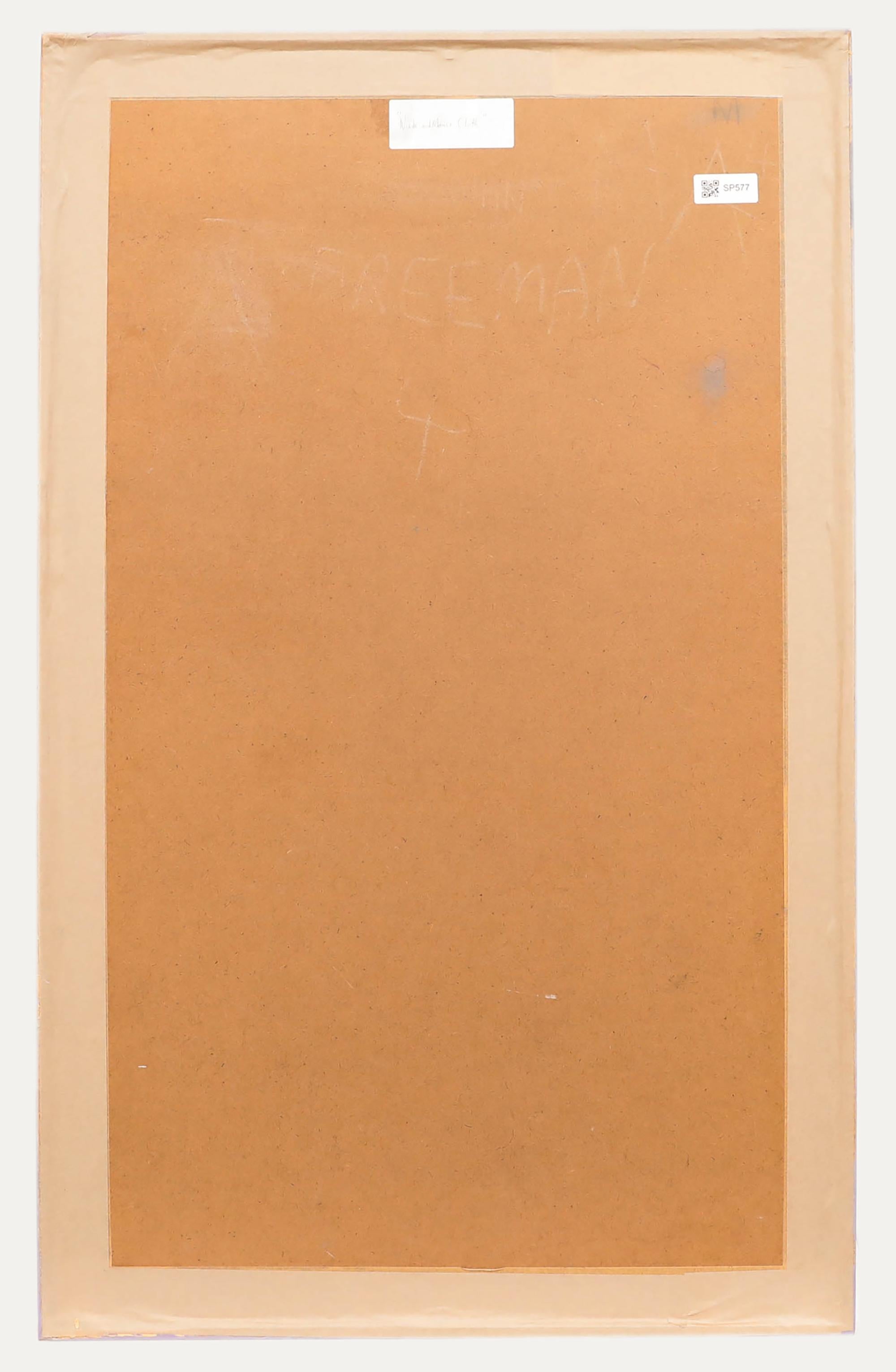 Janet A. Freeman - Pastel du 20e siècle encadré, nu sur tissu mauve - Art de Unknown