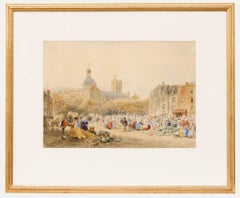 Frederick Nash (1782-1856) - 1856, aquarelle, The Market Place, Dieppe