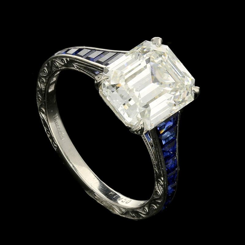 diamond ring with sapphire band