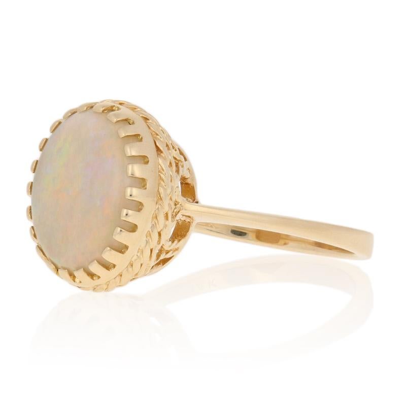 For Sale:  3.20ct Oval Cabochon Cut Opal Ring, 14k Yellow Gold Cocktail Solitaire 3