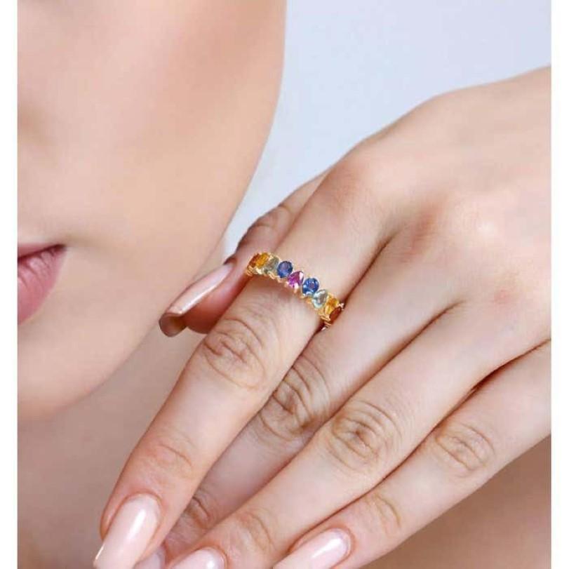 Modern 3.20ct Rainbow Sapphire Ring For Sale