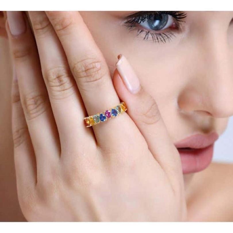 Women's 3.20ct Rainbow Sapphire Ring For Sale