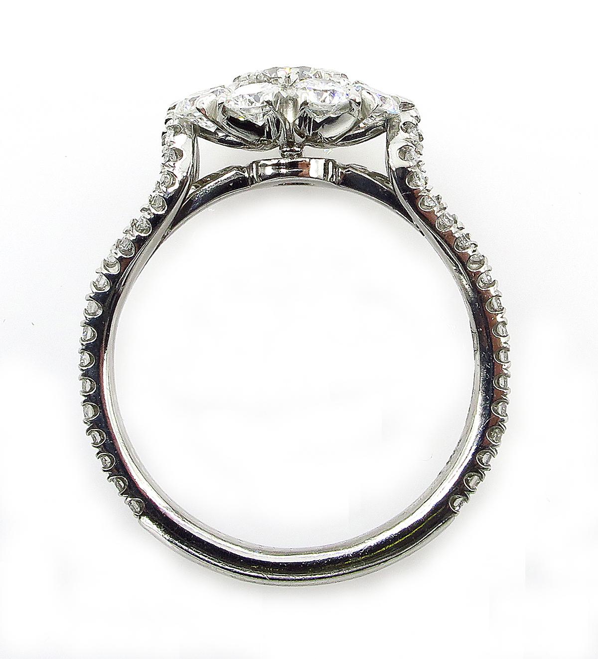 3.20 Carat Round Diamond Cluster Engagement Wedding Anniversary Platinum Ring 1