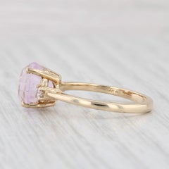 3.20ctw Round Pink Kunzite Diamond Ring 14k Yellow Gold Size 6.25