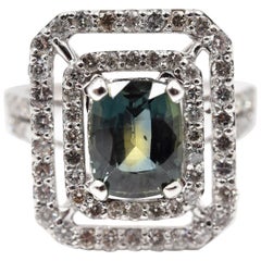 3.21 Carat Deniyaya Sapphire and Diamond 14 Karat White Gold Ring