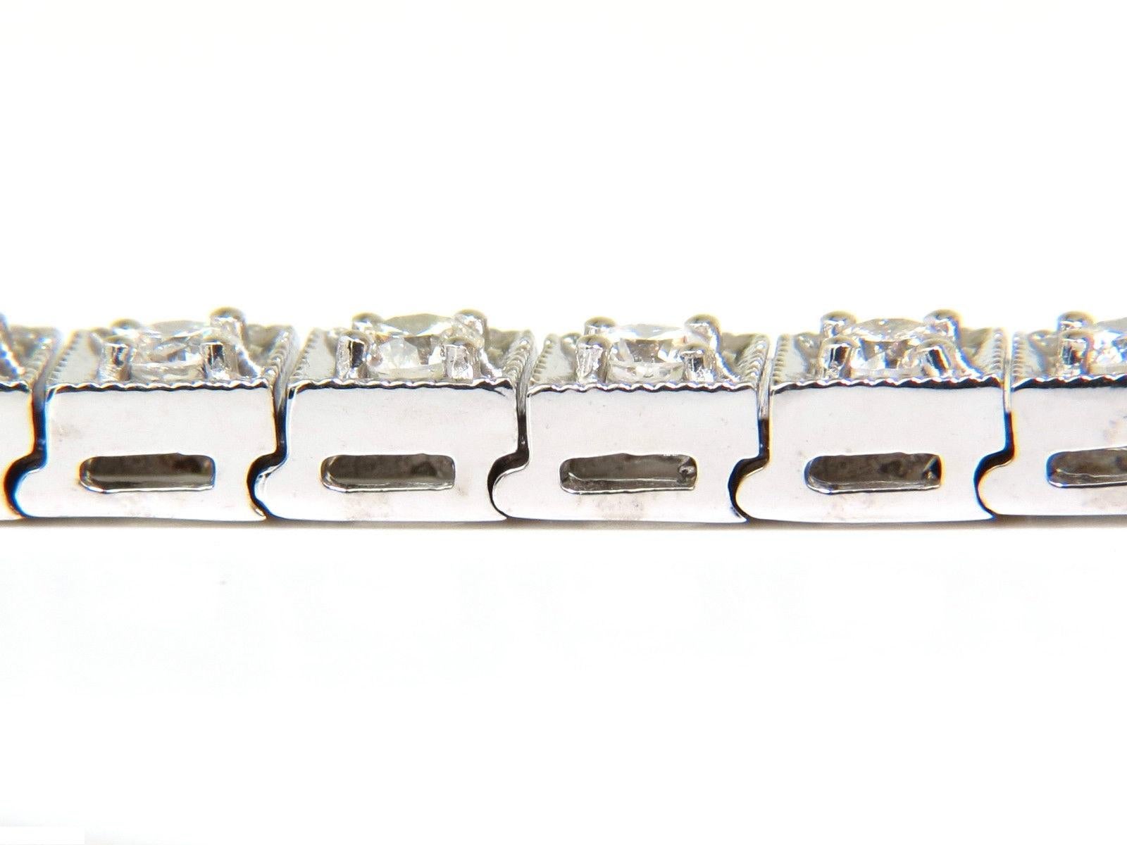 French Cut 3.21 Carat Diamond Box Deco Tennis Bracelet G/VS 14 Karat Heavy Brilliant