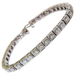 3.21 Carat Diamond Box Deco Tennis Bracelet G/VS 14 Karat Heavy Brilliant