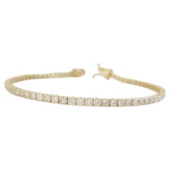 3.21 Carat Tennis Bracelet Round Brilliant Natural Diamond 14 Karat Yellow Gold