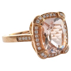 3.21 Carat Morganite and Diamond Ring in 18 Karat Rose Gold