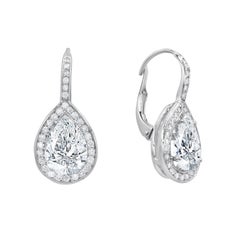 3.21 Carat Pear Shaped Diamond Drop Earrings