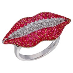 3.21 Carat Ruby and Diamond Ring in 18 Karat White Gold