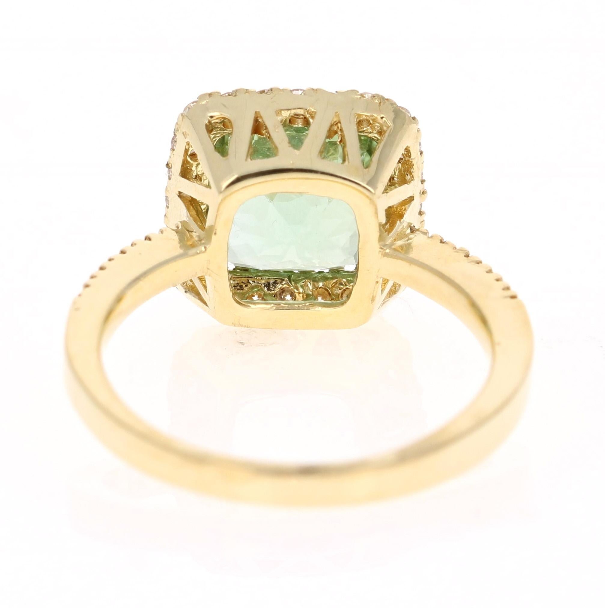 Verlobungsring aus Gelbgold mit 3,21 Karat Turmalin und Diamant (Zeitgenössisch) im Angebot