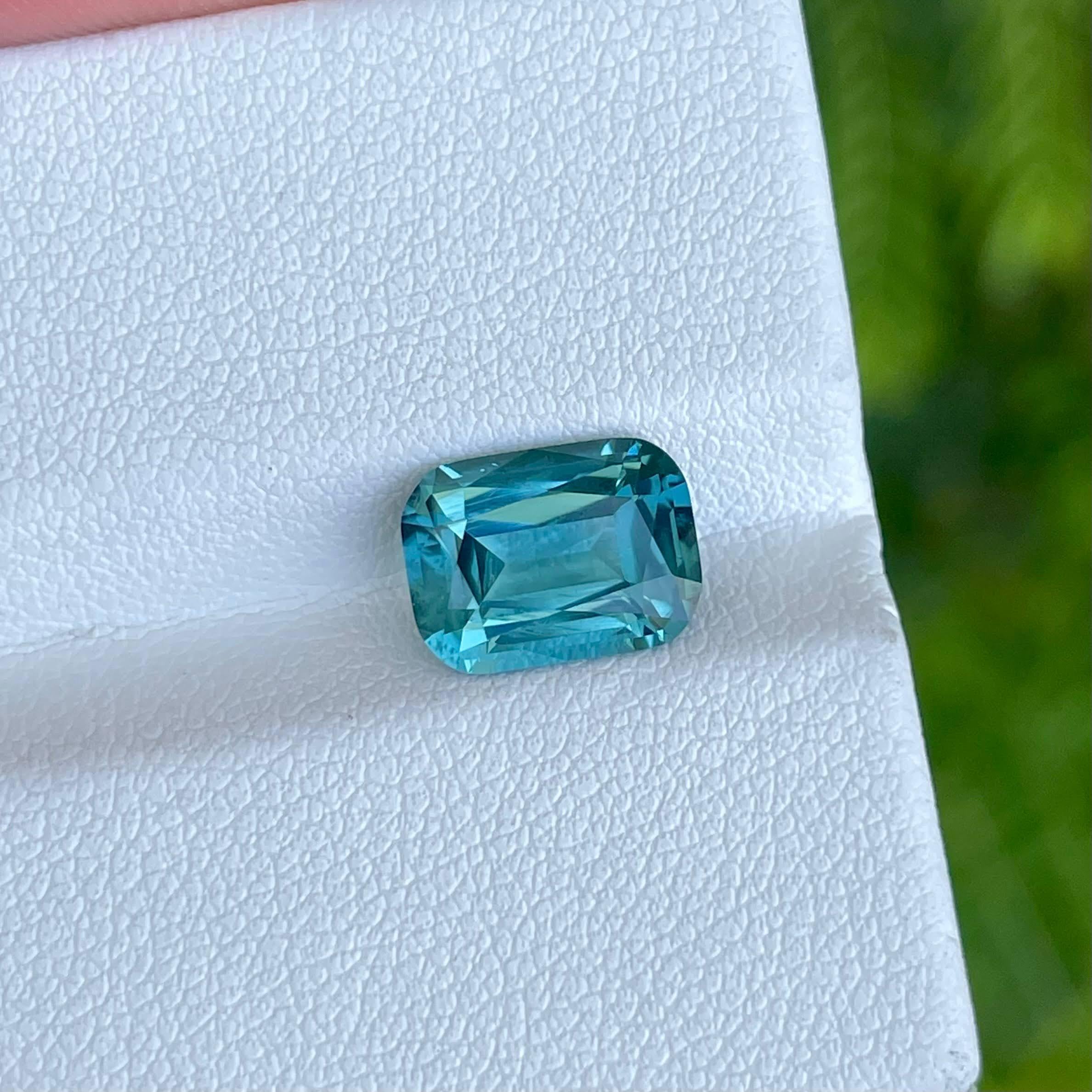 Modern 3.21 Carats Loose Blue Tourmaline Stone Cushion Cut Natural Afghan Gemstone For Sale