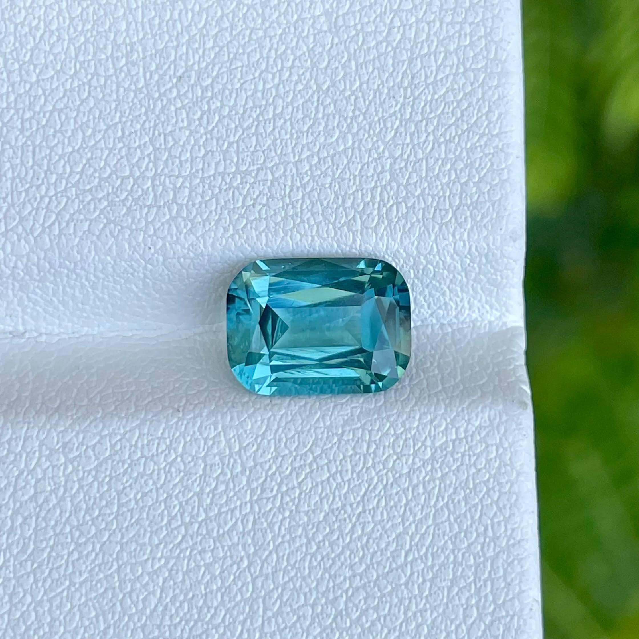 3.21 Carats Loose Blue Tourmaline Stone Cushion Cut Natural Afghan Gemstone In New Condition For Sale In Bangkok, TH