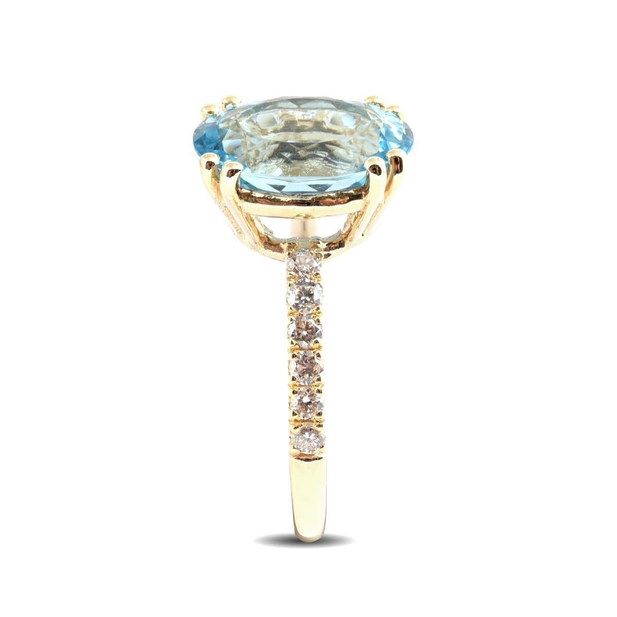 3.21 Carats Natural Aquamarine Diamonds set in 14 KYG Ring  In New Condition For Sale In Los Angeles, CA