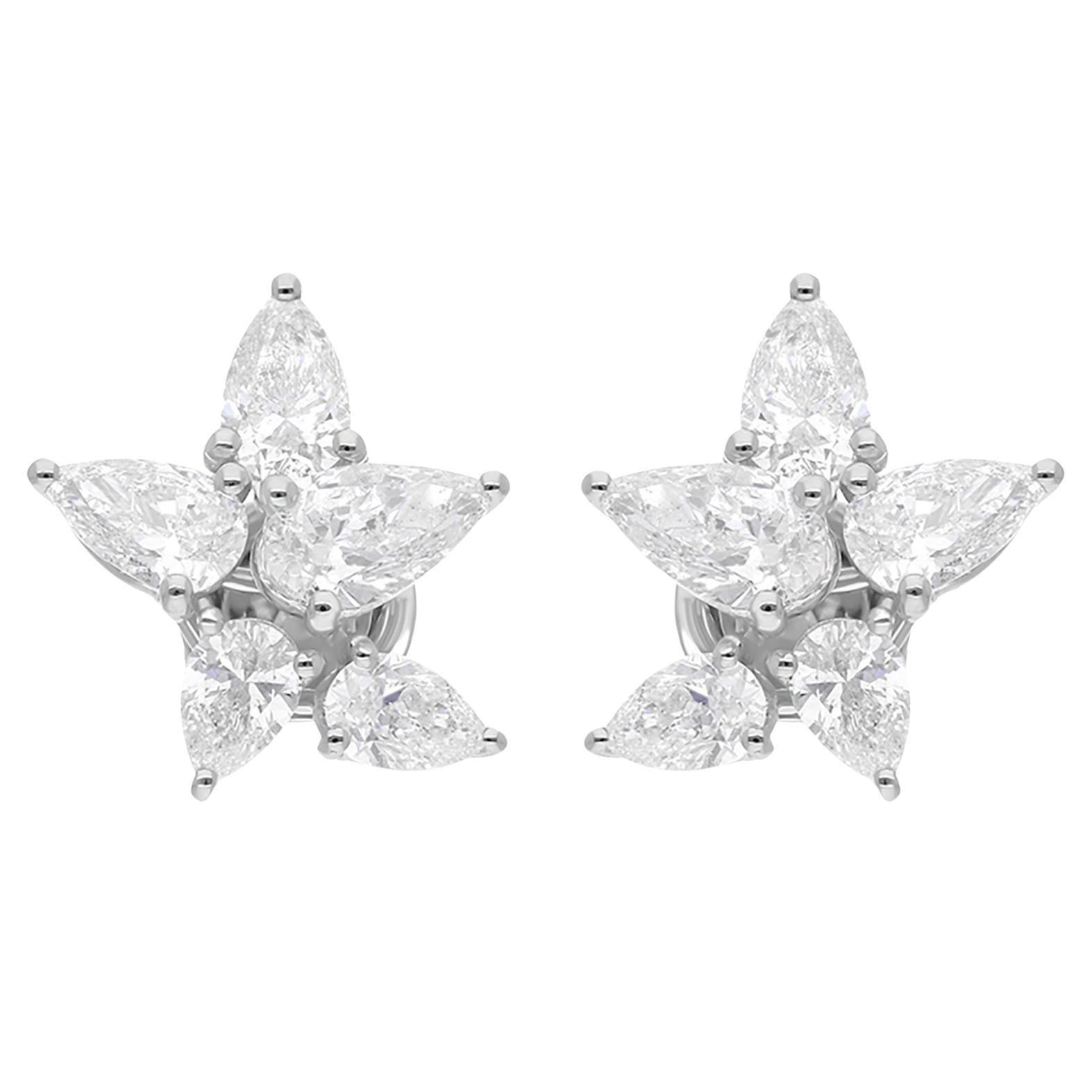 3,21 ct. SI Reinheit HI Farbe Birnen-Diamant-Ohrstecker 14 Karat Weißgold