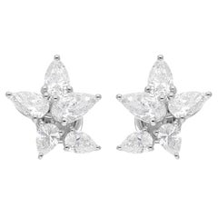 3,21 ct. SI Reinheit HI Farbe Birnen-Diamant-Ohrstecker 14 Karat Weißgold
