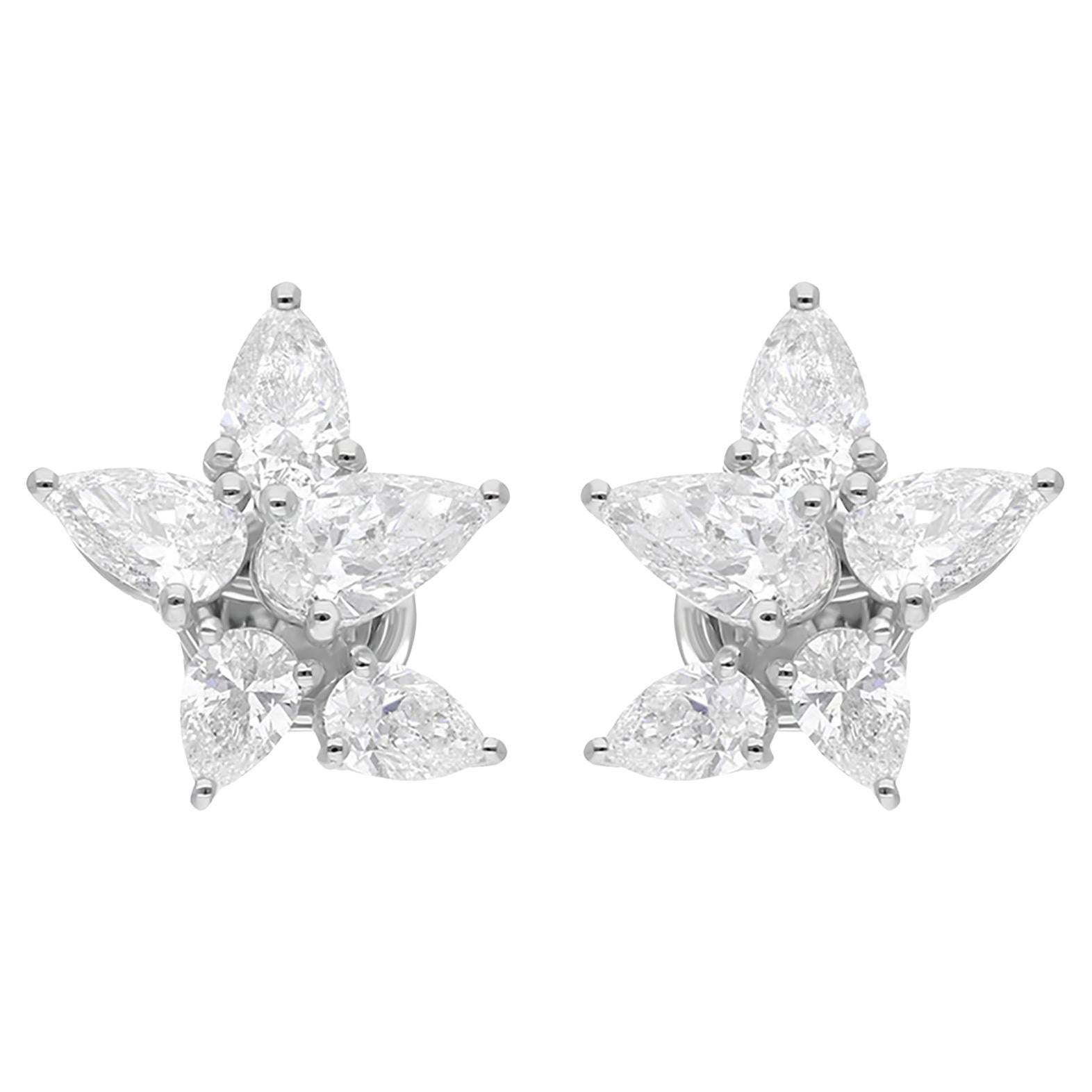 3.21 Ct. Boucles d'oreilles en or blanc 14 carats avec diamant poire de couleur HI et pureté SI