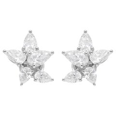 3.21 Ct. Boucles d'oreilles en or blanc 14 carats avec diamant poire de couleur HI et pureté SI
