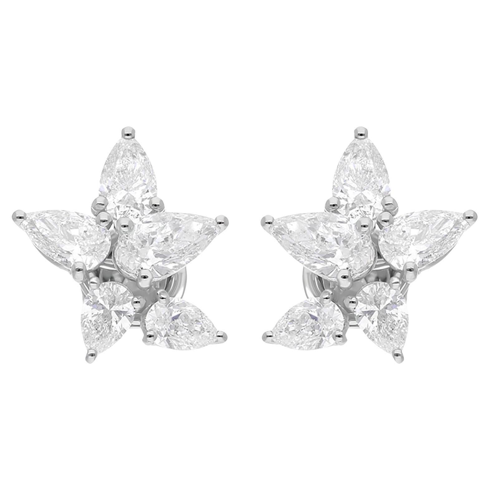 3,21 Ct. Orecchini con diamanti a pera di colore HI e purezza SI in oro bianco 18 carati