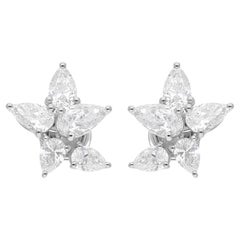 3,21 Ct. Orecchini con diamanti a pera di colore HI e purezza SI in oro bianco 18 carati