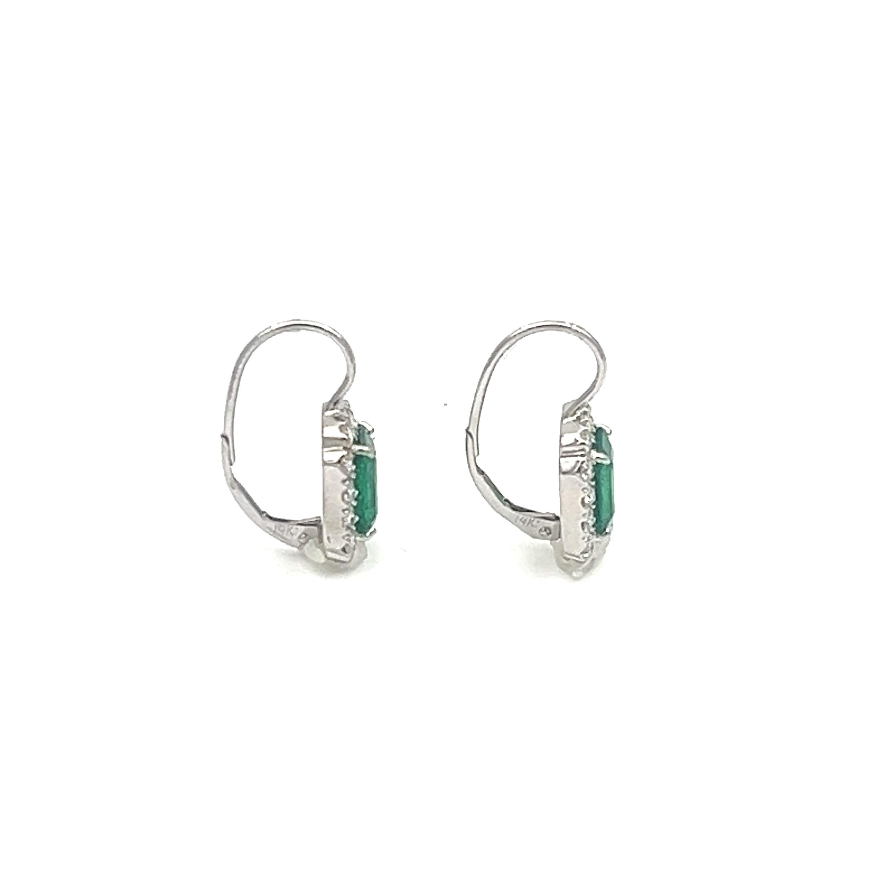 Emerald Cut 4.27 ct Zambian Emerald & Diamond Earrings  For Sale