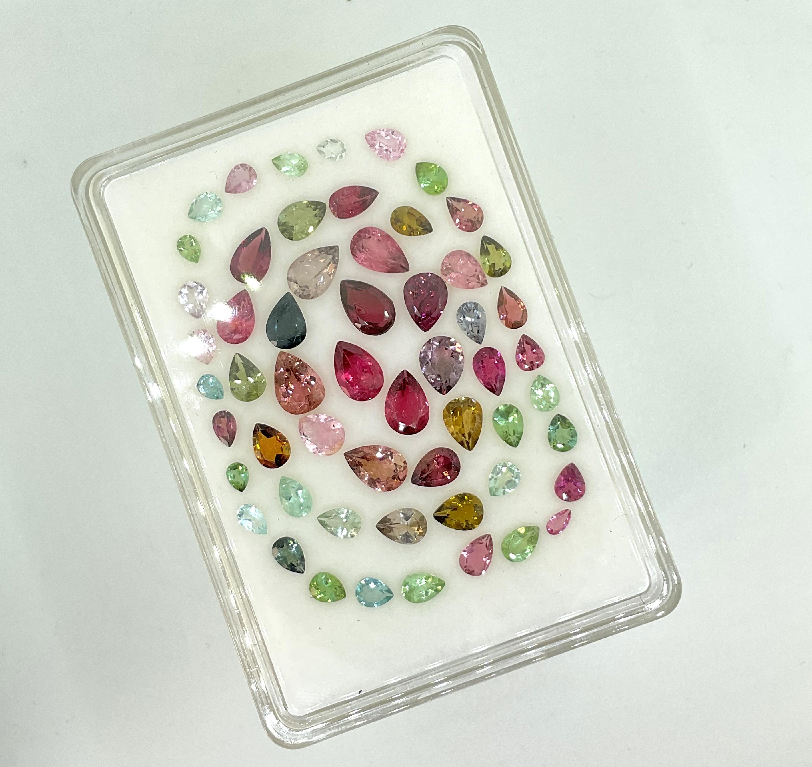 32.10 Carats Multiple Colors Tourmaline Pear Cut Stone Natural Fine Gemstones For Sale 1