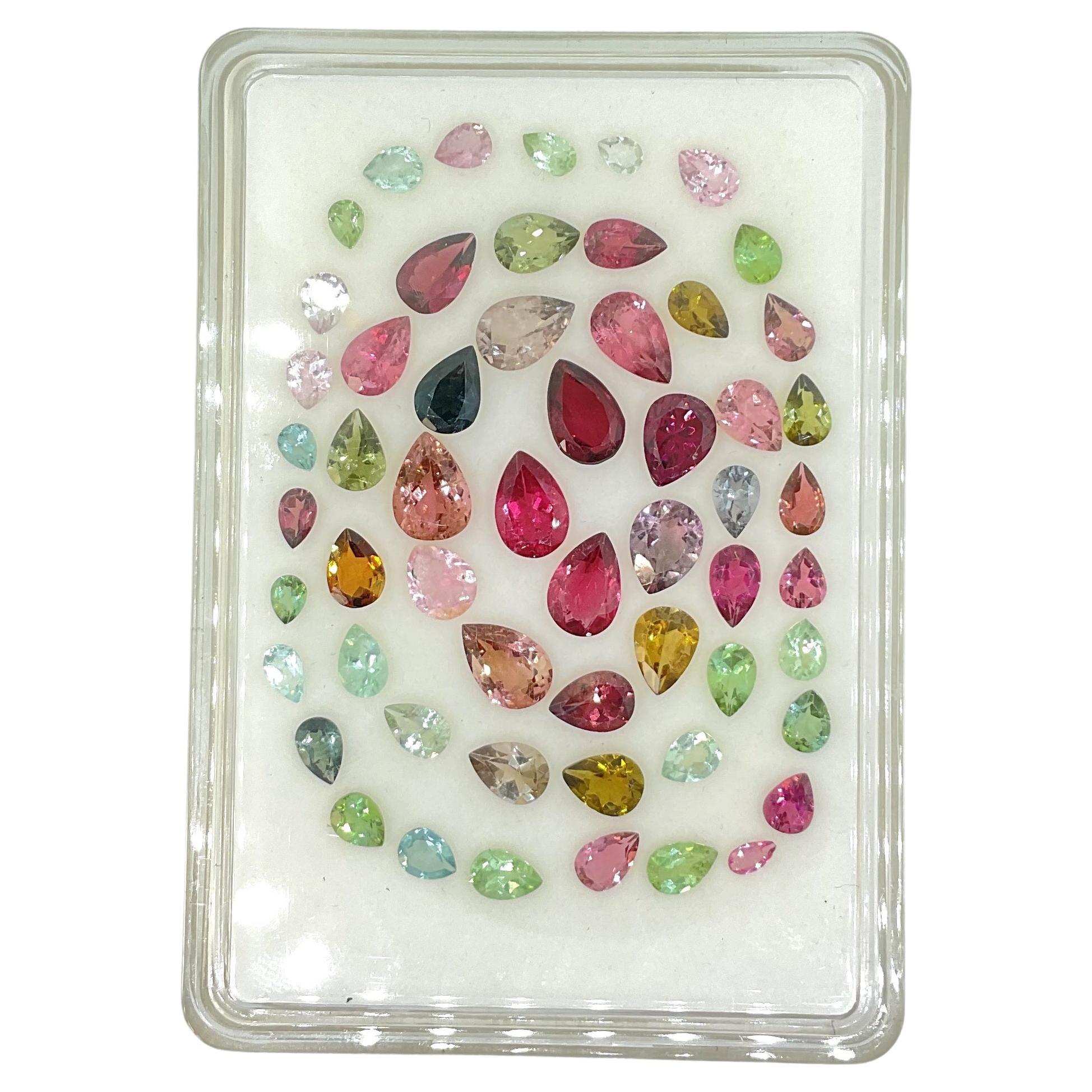 32.10 Carats Multiple Colors Tourmaline Pear Cut Stone Natural Fine Gemstones For Sale
