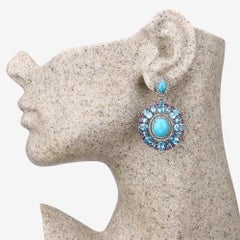 32.10cttw Multi-Gemstones with Diamonds 1.65cttw Dangle-Drop Silver Earrings