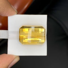32.15 Carat Natural Loose Yellow Golden Citrine Pixel Cut Brazilian Gemstone