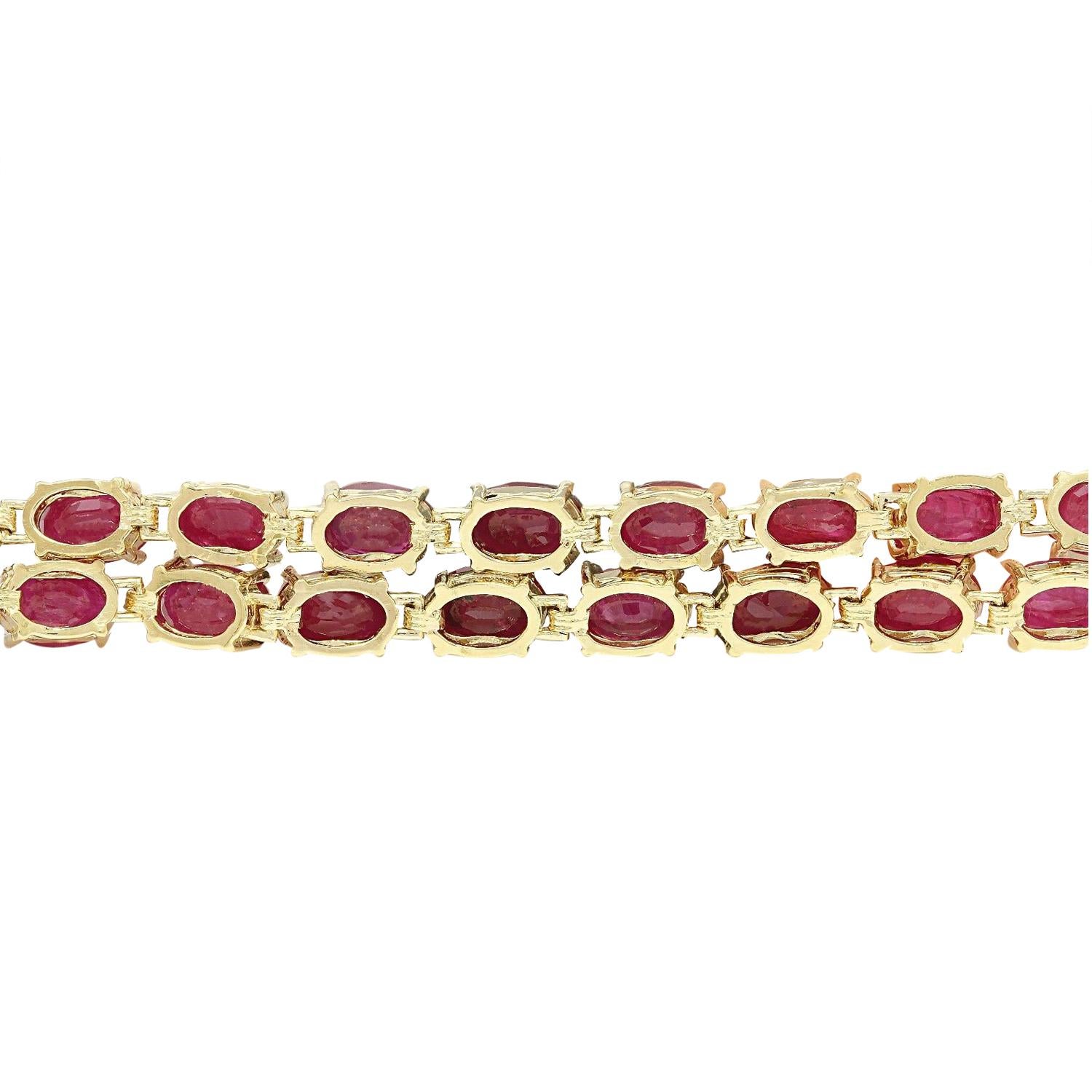 Women's Ruby Diamond Bracelet In 14 Karat Solid Yellow Gold For Sale