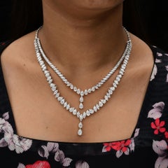 32,17 Karat SI/H Mixed Shape Diamant-Halskette 18 Karat Weißgold Feine Juwelen