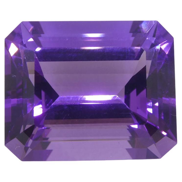 32.19ct Emerald Cut Purple Amethyst from Uruguay For Sale