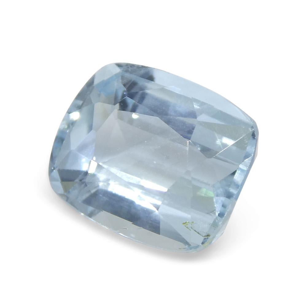 3.21ct Cushion Blue Aquamarine from Brazil For Sale 8