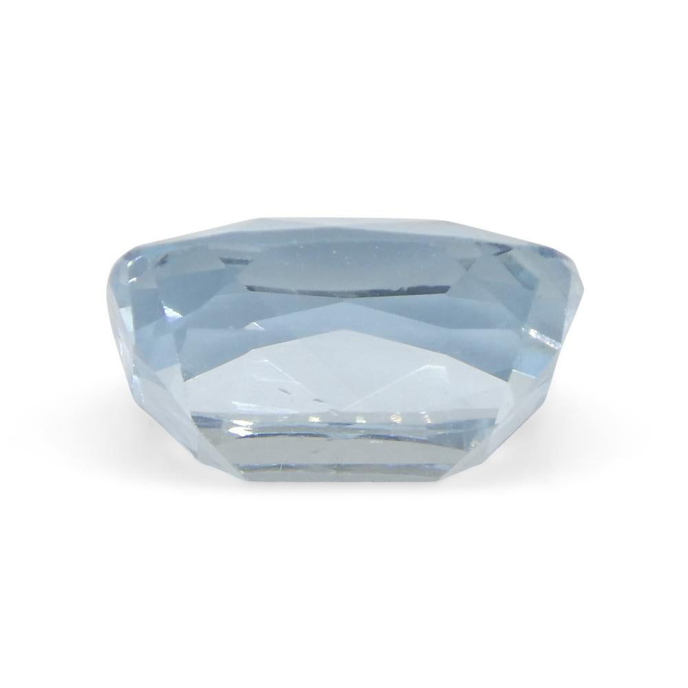 Women's or Men's 3.21ct Cushion Blue Aquamarine from Brazil For Sale