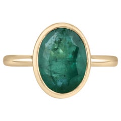 3,21 Karat Dunkelgrüner ovaler Smaragd schafft einen auffälligen Solitär-Statement-Ring