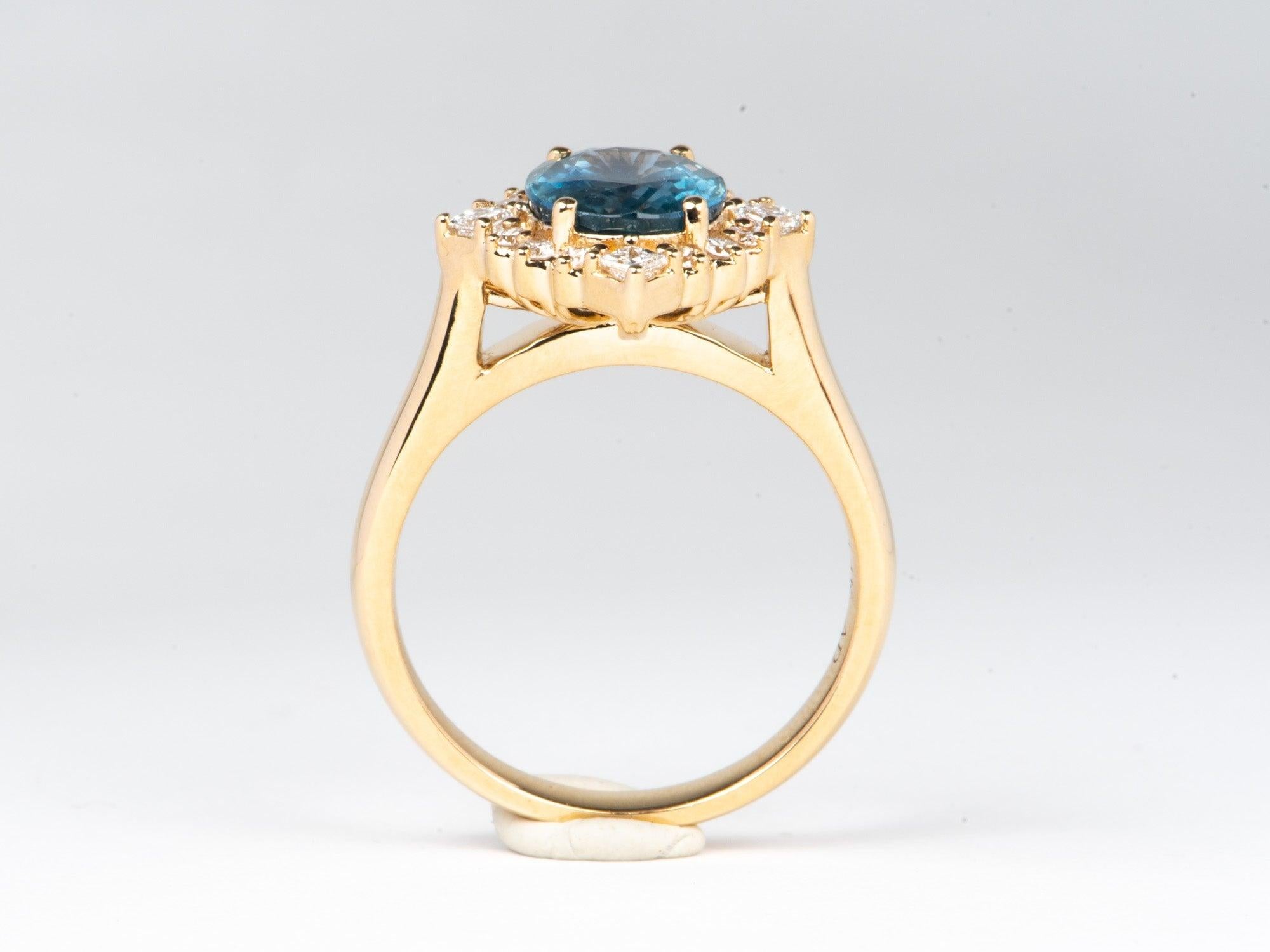 Non taillé 3.21ct Heirloom Sapphire with Diamond Halo 14K Gold Engagement Ring R6779 en vente