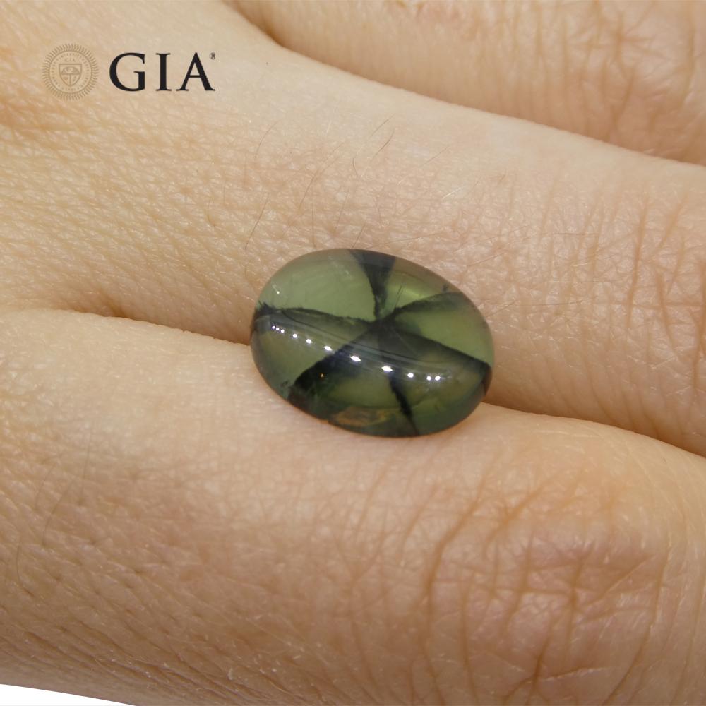 3.21ct Oval Green And Black Trapiche Emerald GIA Certified Colombia For Sale 3