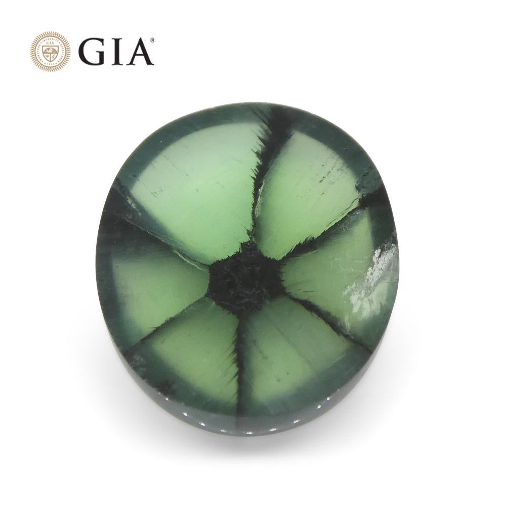 3.21ct Oval Green And Black Trapiche Emerald GIA Certified Colombia For Sale 2